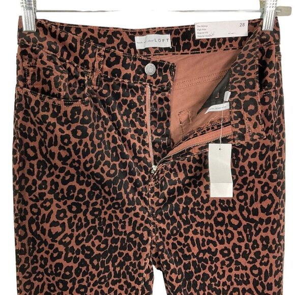LOFT Leopard Print Skinny Corduroy Pants Size 28/6 Regular Fit, High Rise NWT - Picture 6 of 11